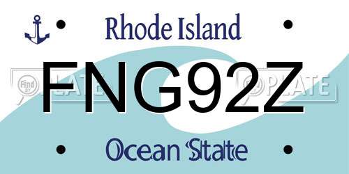 FNG92Z Rhode Island License Plate