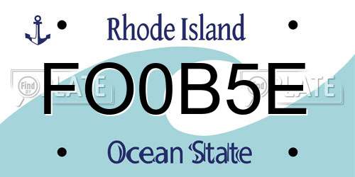 FO0B5E Rhode Island License Plate