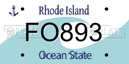 FO893 Rhode Island License Plate