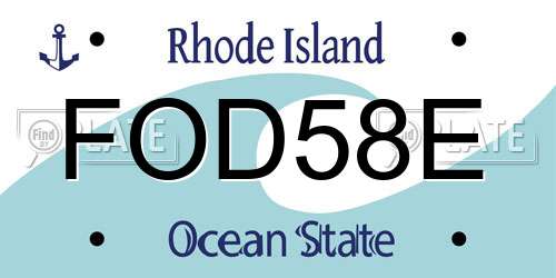 FOD58E Rhode Island License Plate