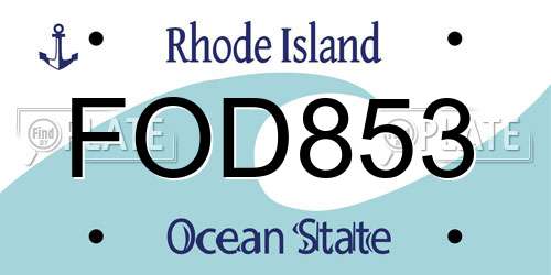 FOD853 Rhode Island License Plate