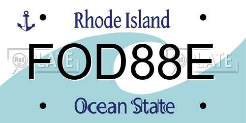 FOD88E Rhode Island License Plate