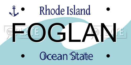 FOGLAN Rhode Island License Plate