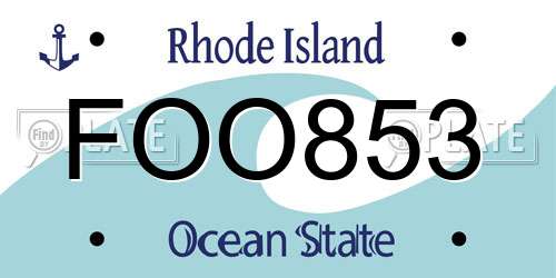 FOO853 Rhode Island License Plate