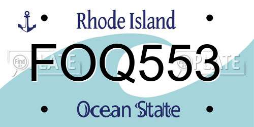 FOQ553 Rhode Island License Plate