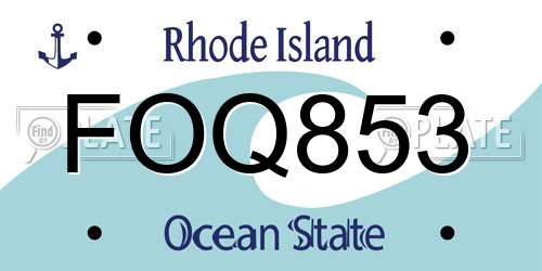 FOQ853 Rhode Island License Plate