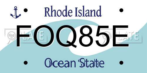 FOQ85E Rhode Island License Plate