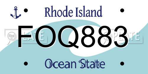 FOQ883 Rhode Island License Plate