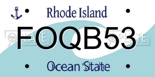 FOQB53 Rhode Island License Plate