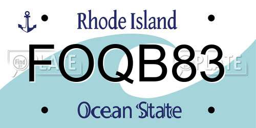 FOQB83 Rhode Island License Plate