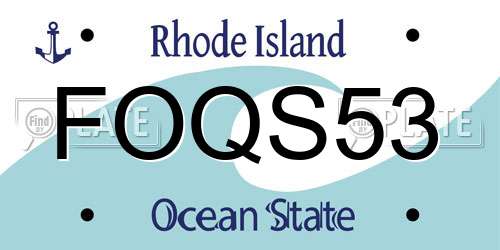 FOQS53 Rhode Island License Plate