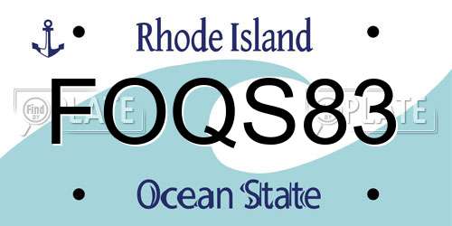 FOQS83 Rhode Island License Plate