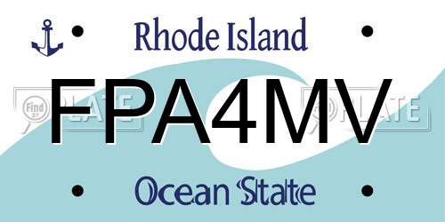 FPA4MV Rhode Island License Plate