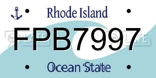 FPB7997 Rhode Island License Plate
