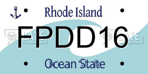 FPDD16 Rhode Island License Plate