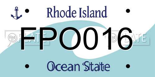 FPO016 Rhode Island License Plate