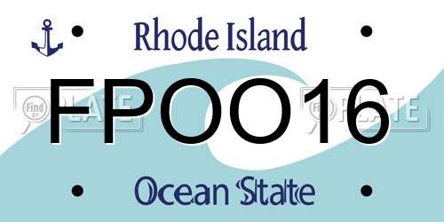 FPOO16 Rhode Island License Plate
