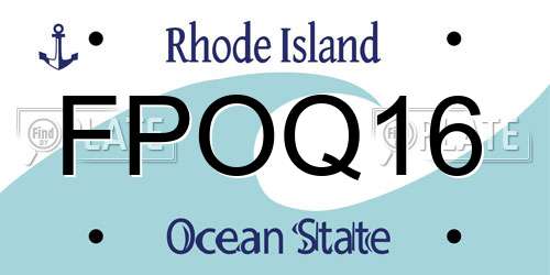 FPOQ16 Rhode Island License Plate