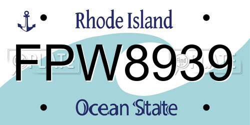 FPW8939 Rhode Island License Plate