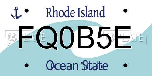 FQ0B5E Rhode Island License Plate