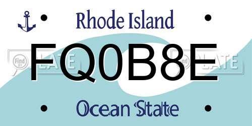 FQ0B8E Rhode Island License Plate