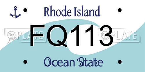 FQ113 Rhode Island License Plate