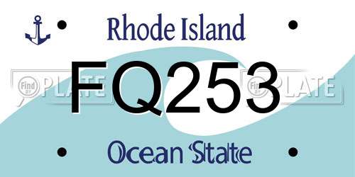 FQ253 Rhode Island License Plate