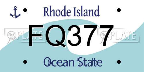 FQ377 Rhode Island License Plate