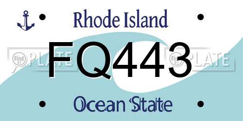 FQ443 Rhode Island License Plate
