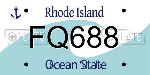 FQ688 Rhode Island License Plate