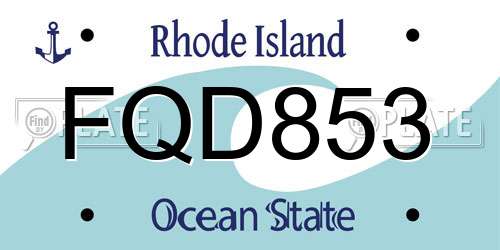 FQD853 Rhode Island License Plate