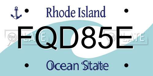 FQD85E Rhode Island License Plate