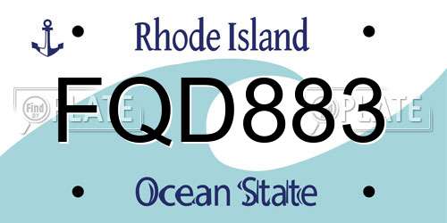 FQD883 Rhode Island License Plate