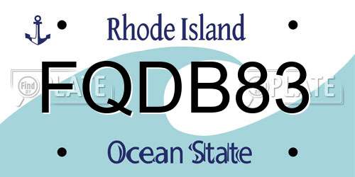 FQDB83 Rhode Island License Plate