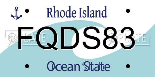 FQDS83 Rhode Island License Plate