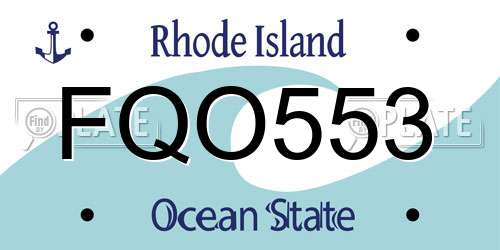 FQO553 Rhode Island License Plate
