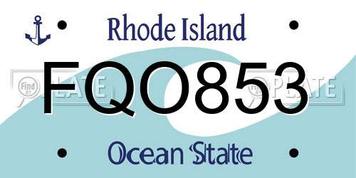 FQO853 Rhode Island License Plate