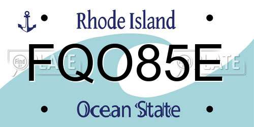 FQO85E Rhode Island License Plate
