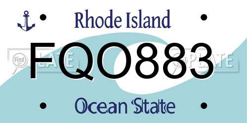 FQO883 Rhode Island License Plate