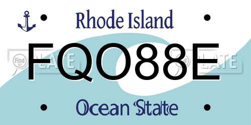 FQO88E Rhode Island License Plate