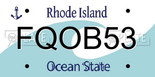 FQOB53 Rhode Island License Plate