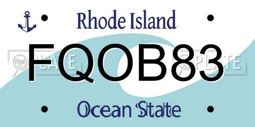 FQOB83 Rhode Island License Plate