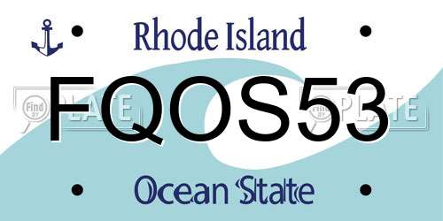 FQOS53 Rhode Island License Plate