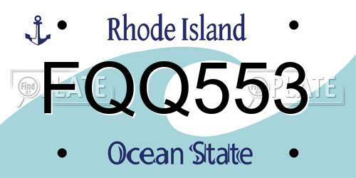 FQQ553 Rhode Island License Plate
