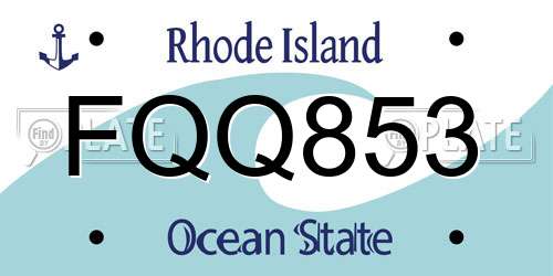 FQQ853 Rhode Island License Plate