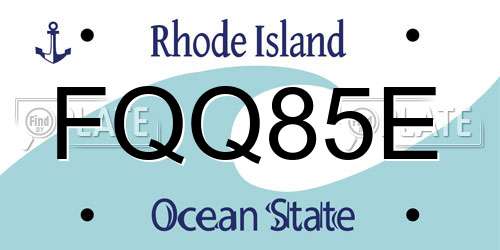 FQQ85E Rhode Island License Plate