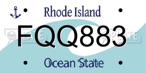 FQQ883 Rhode Island License Plate