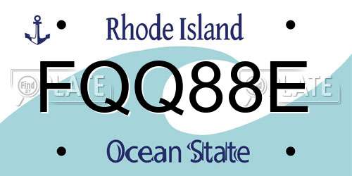 FQQ88E Rhode Island License Plate