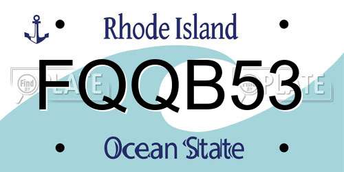 FQQB53 Rhode Island License Plate