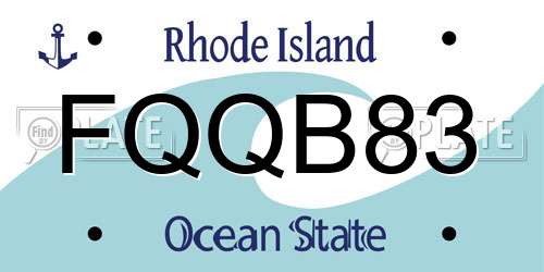 FQQB83 Rhode Island License Plate